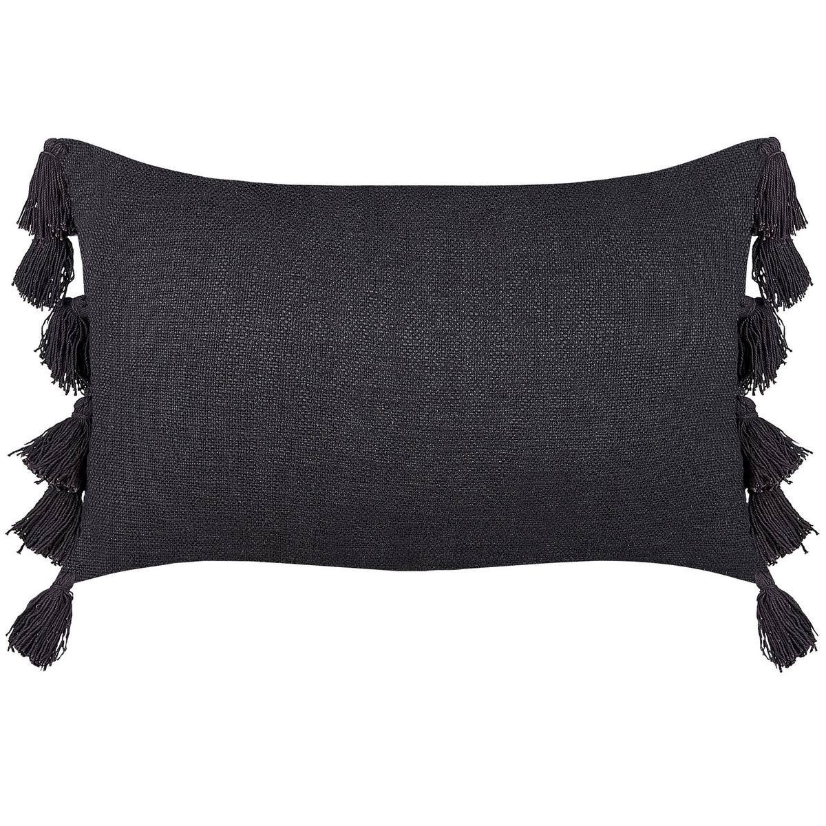 DEKOKISSEN 2er-Set Dunkelgrau 35/55 cm Lythrum - Dunkelgrau, Naturmaterialien/Textil (35/55cm) - Beliani