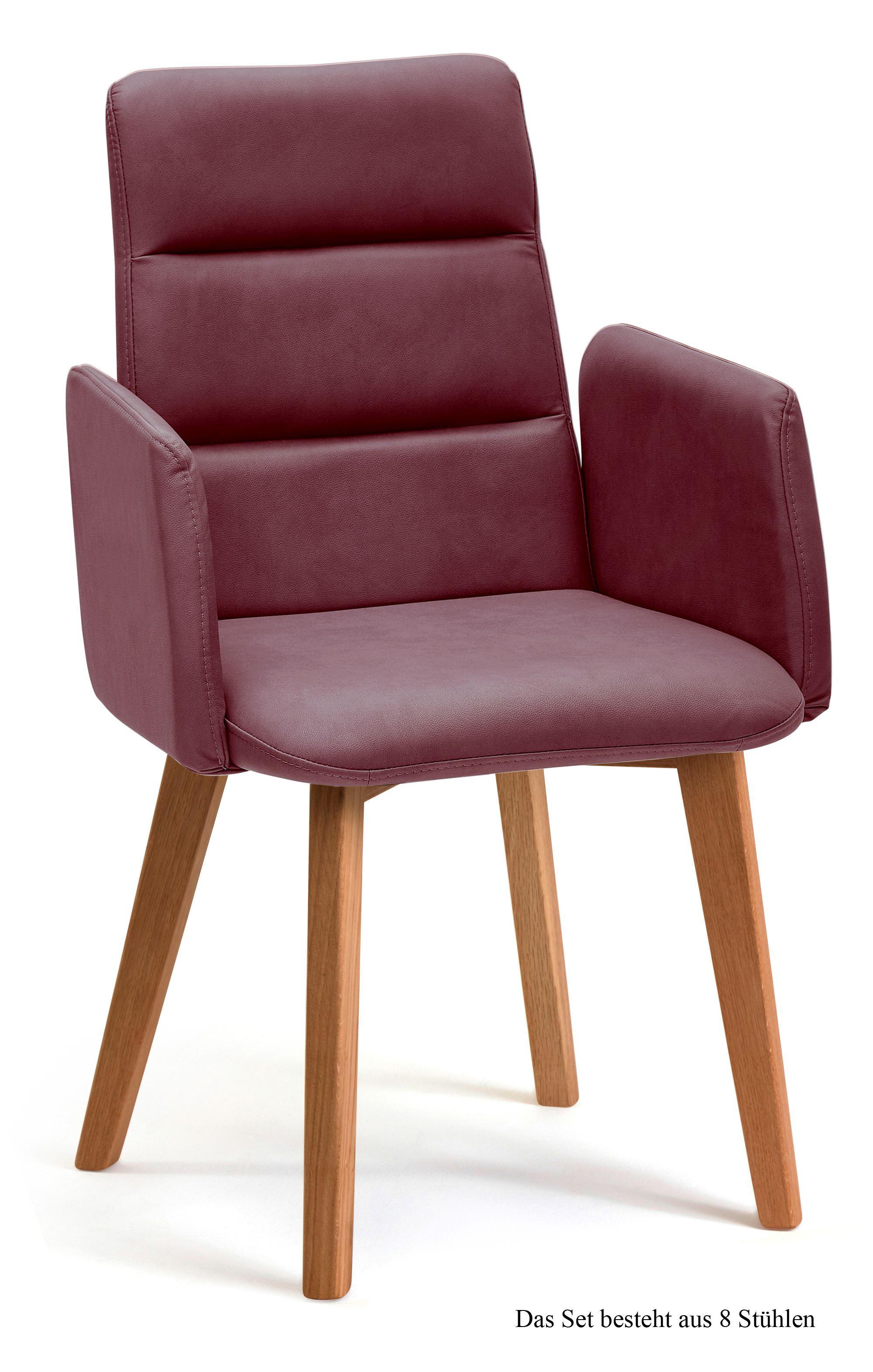 ARMLEHNSTUHL (8er-Set) Darelle 52x92x60 Eiche geölt/Marsala - Eichefarben/Brombeere, Kunststoff (60/92/52cm) - 58aufmkessel