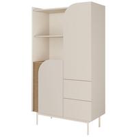 BÜCHERREGAL Camel mit 2 Türen, 2 Schubladen und geriffeltem Detail, 90 cm, Frühlingseiche + Macadamia - Eichefarben/Beige, Holzwerkstoff/Metall (92/161/42cm) - Beautysofa
