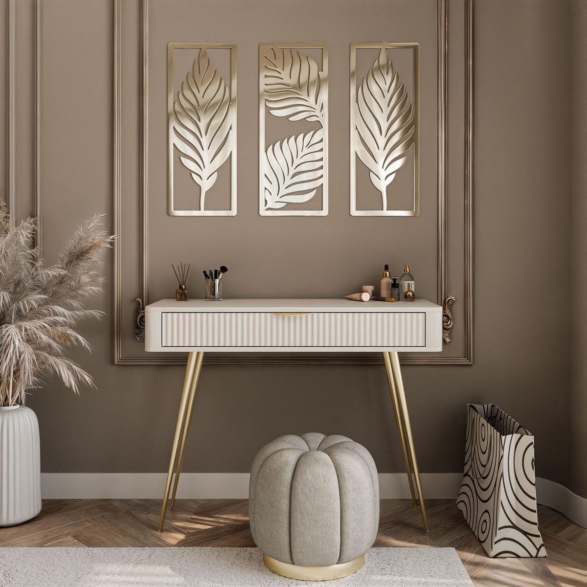 KONSOLE SCARLETT MIT SCHUBLADE BEIGE + GOLD - Beige, Holzwerkstoff (38/100/78cm) - Lookway