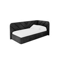 EINZELLBETT Jugendbett mit Bettkasten, Links - FIKY 80x200 Schwarz - Schwarz, Holzwerkstoff/Textil (80/200cm) - ALTDECOR