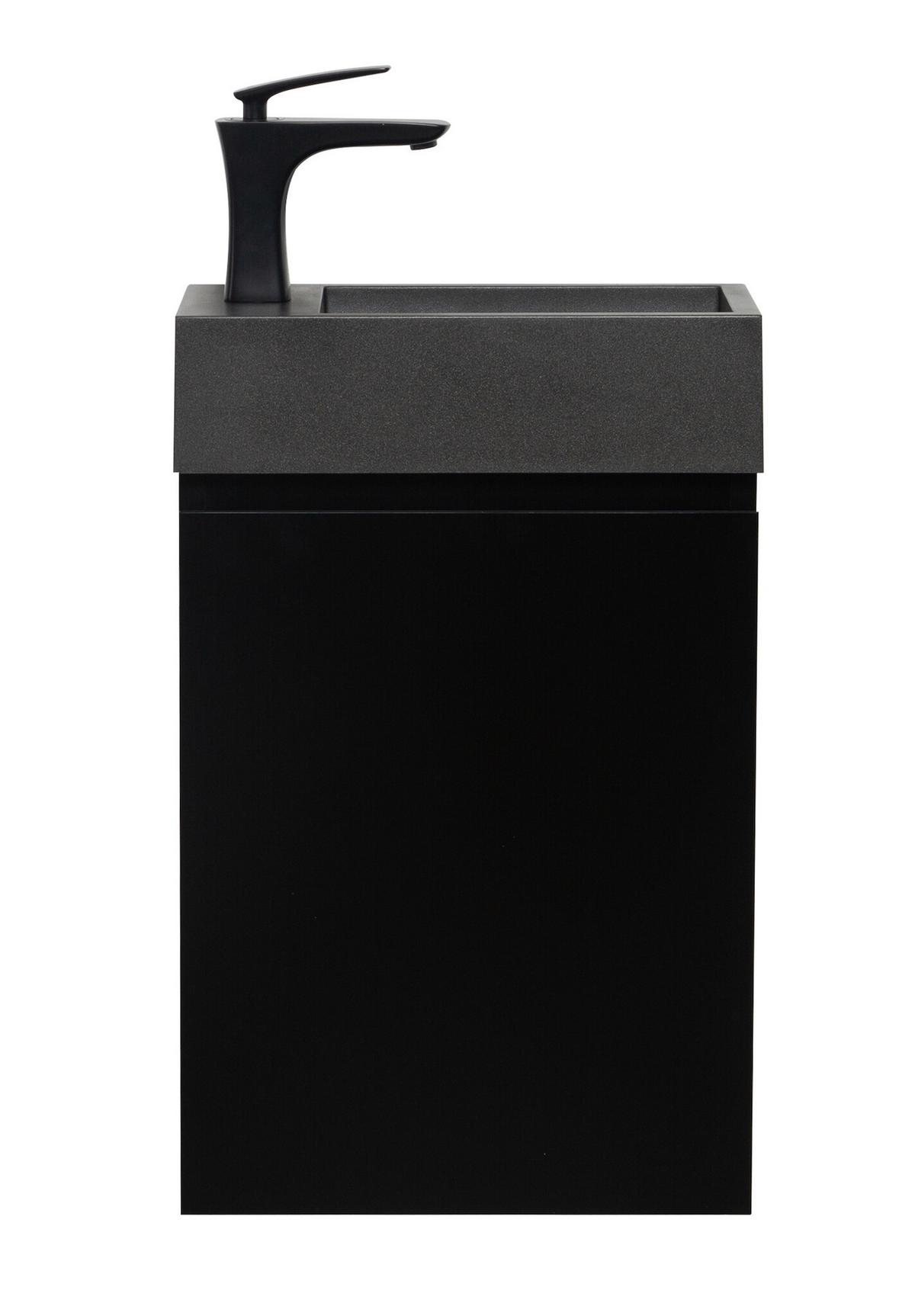 GÄSTE-WC-MÖBELSET Angela 2 Teile Schwarz Matt - Schwarze Waschbecken - 40 x 22 x 64 cm - Schwarz, Holz (40/52/22cm) - Badplaats