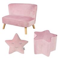 KINDERSOFA 3er-Set rosa / mauve - Rosa, Holzwerkstoff/Textil (70/50/48cm) - Roba