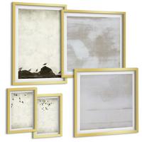 BILDER SET 5er Set - 50x50 cm & 20x30 cm & 40x60 cm Goldrahmen - Textur eines Vogelschwarms - Goldfarben, Kunststoff (40/60cm) - TULUP