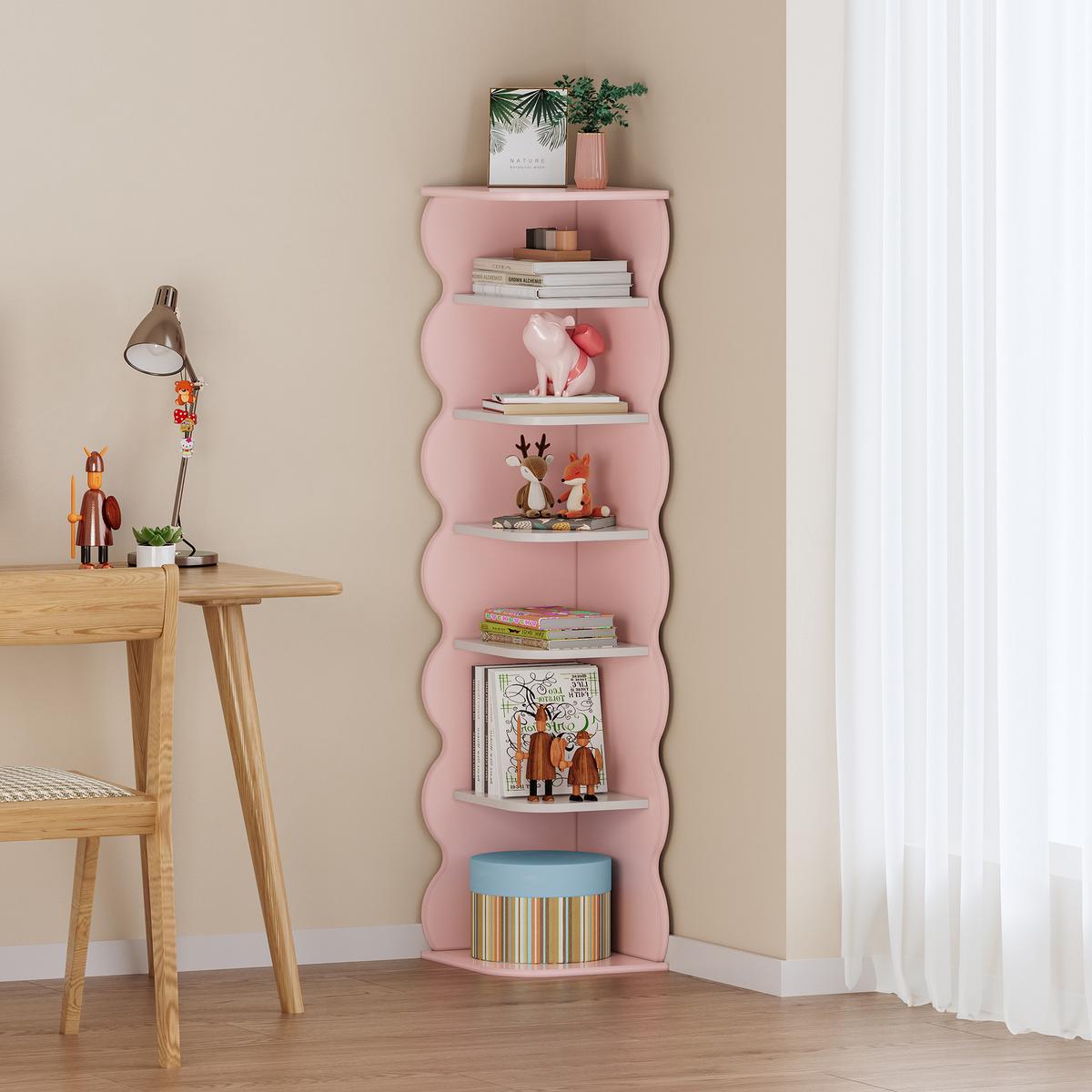 KINDERSCHUHREGAL Vestnes - Pink/Weiß, Holzwerkstoff (27/108/27cm) - [en.casa]