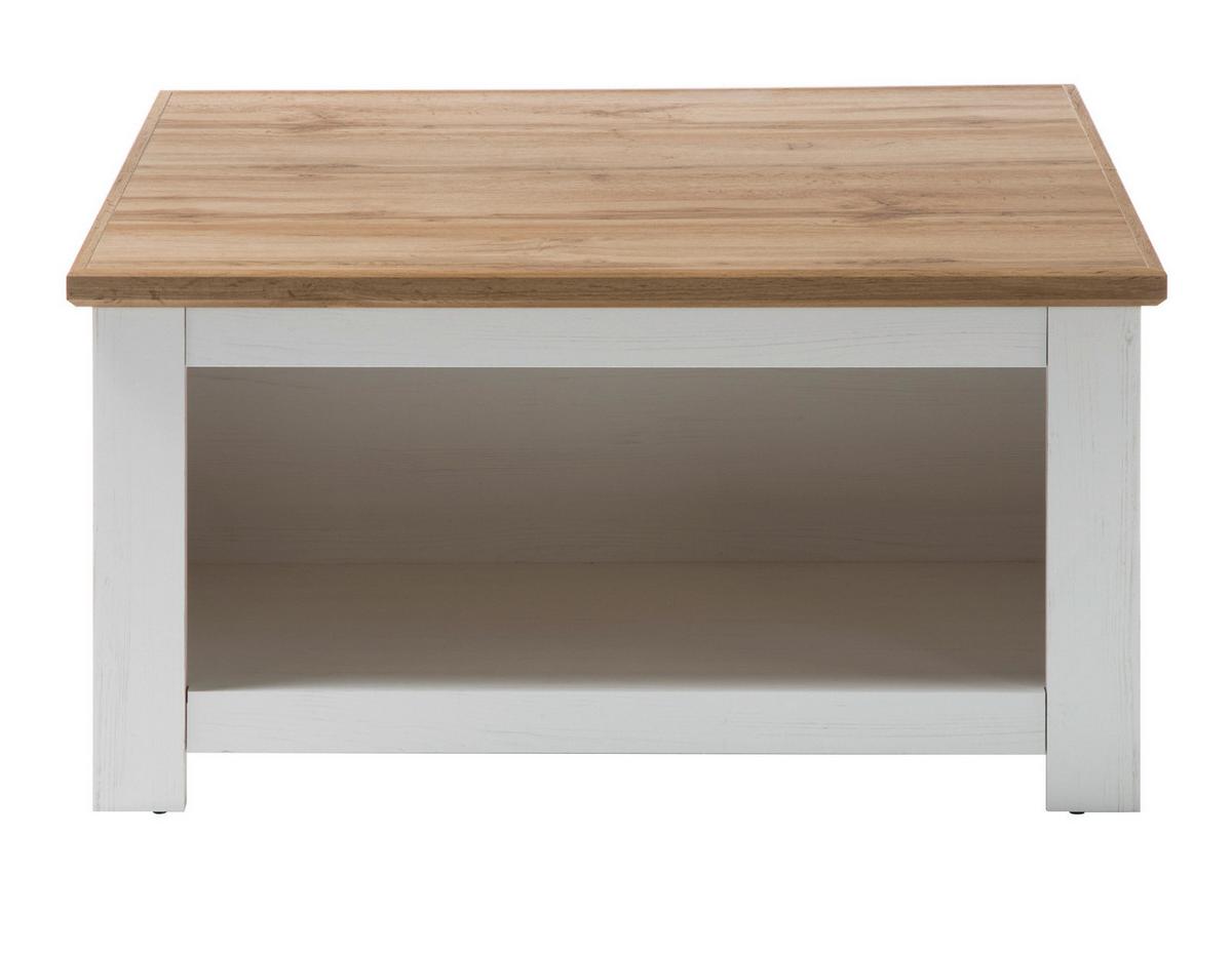 COUCHTISCH weiß Pinie, Eiche Wotan 95 x 95 cm, Wohnzimmertisch mit Stauraum - Eiche Wotan/Weiß, Holzwerkstoff/Metall (95/95/50cm) - Furn.Design