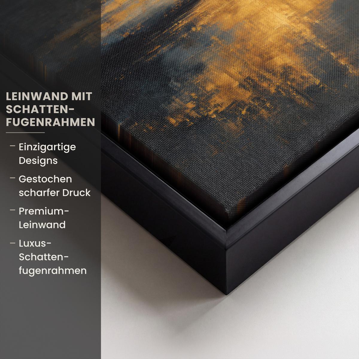 LEINWAND Bilder mit Rahmen - Goldene Reflexion auf dem Wasser - 20x20 - Anthrazit, Textil (20/20cm) - MuchoWow