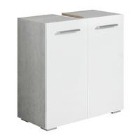 WASCHBECKENUNTERSCHRANK Jupiter 2 Türen Grau mit Weiß - 60 x 30 x 60 cm - Weiß/Grau, Holz (60/60/30cm) - Badplaats