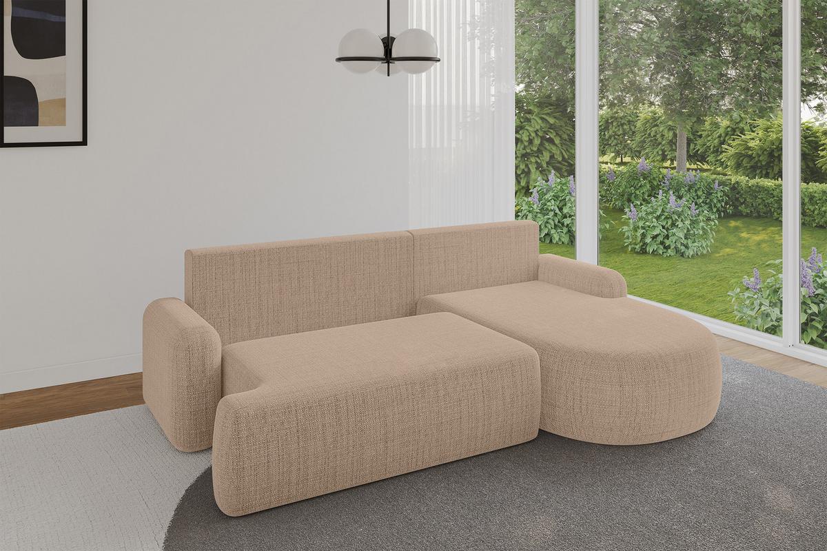 ECKSOFA mit Schlaffunktion und Bettkasten LIRA-L - 264x172x89 Dunkelbeige - Sahara, Holzwerkstoff/Textil (172/264cm) - ALTDECOR