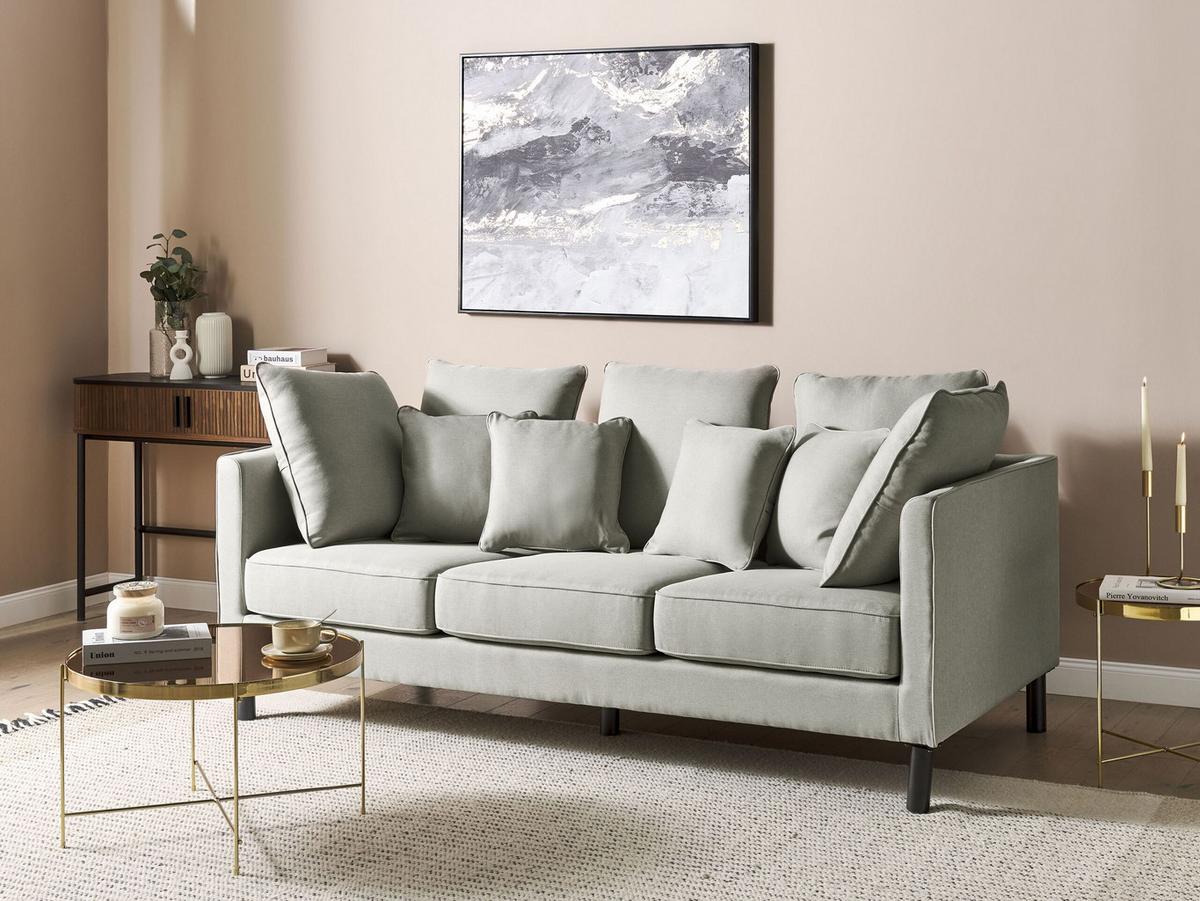 3-SITZER-SOFA hellgrau Fenstad - Schwarz/Grau, Textil (200/97/95cm) - Beliani