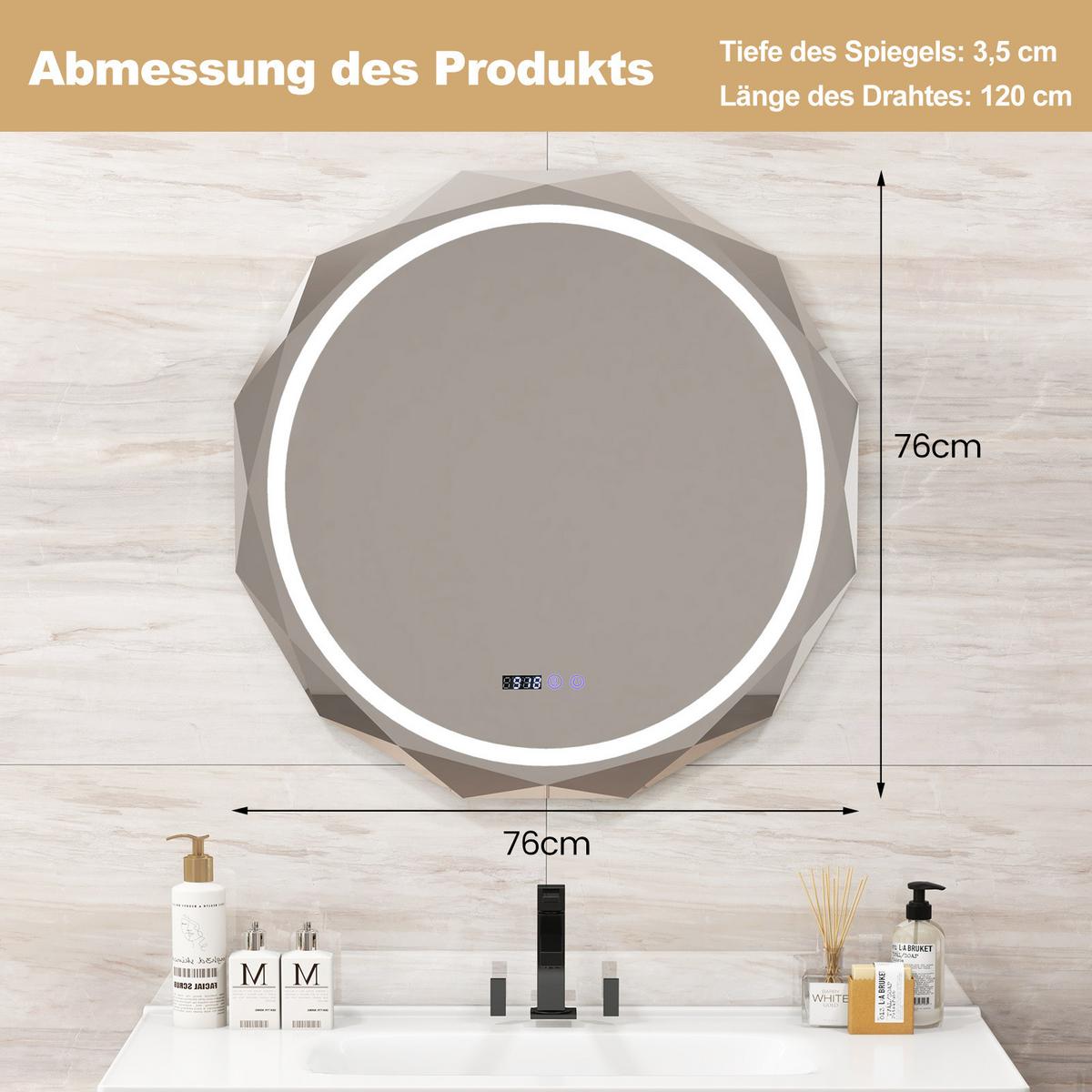 BADEZIMMERSPIEGEL Silber - Silberfarben, Glas (76/3.5/76cm) - COSTWAY
