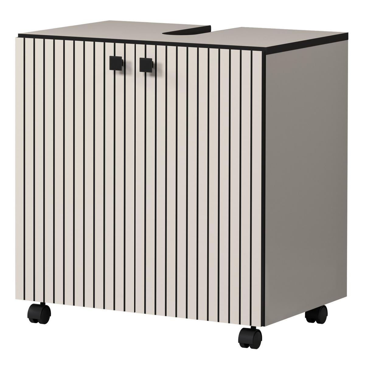 WASCHBECKENUNTERSCHRANK Kaschmir, grau 60 cm, Badschrank auf Rollen - Schwarz/Grau, Holzwerkstoff/Metall (42/64/60cm) - Top.Furn