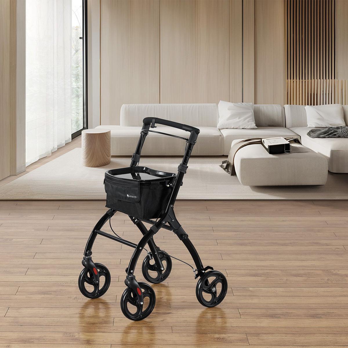 WOHNUNGSROLLATOR Aktiv schwarz mit Transporttasche - Schwarz, Metall (66/90/56cm) - Juskys
