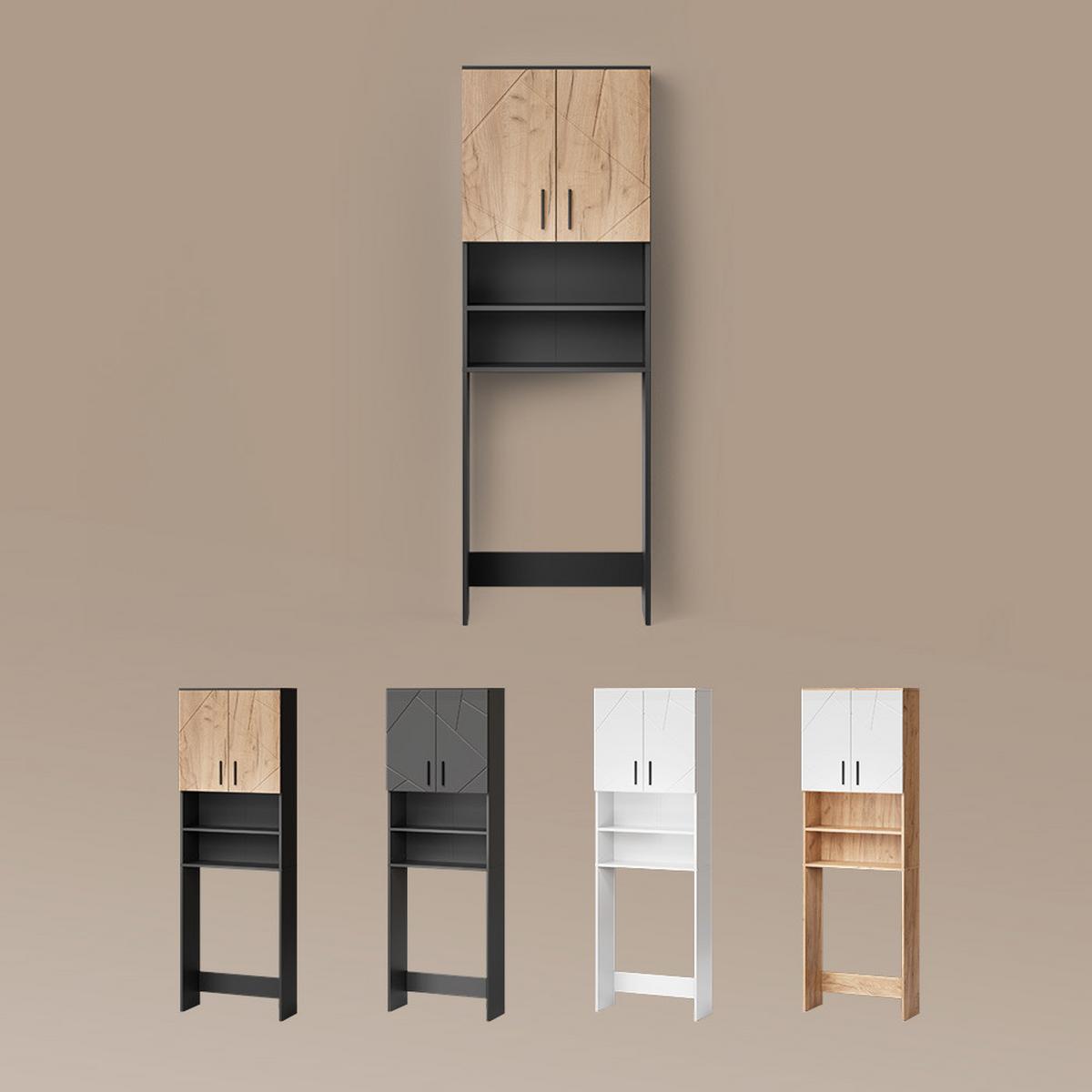 WASCHMASCHINENSCHRANK Ronco Anthrazit Hochglanz 64 x 190.5 cm - Schwarz Hochglanz, Holzwerkstoff (64/190.5/26cm) - Livinity®