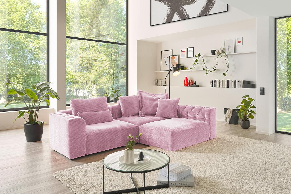 NIERENKISSEN MEDIUM SEPHI Pink Cord - Rosa, Textil (67/19cm) - KAWOLA