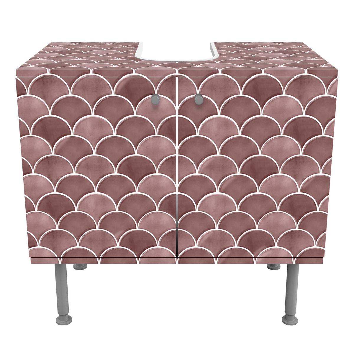 WASCHBECKENUNTERSCHRANK Fischschuppen Fliesen Keramikoptik Rosa 60/55/35 cm - Rosa, Holzwerkstoff (60/55/35cm) - Bilderwelten