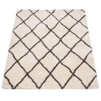 HOCHFLORTEPPICH, mit Rautenmuster, Creme, 80 x 150 cm - Beige, Textil (80/150cm) - KADIMA DESIGN
