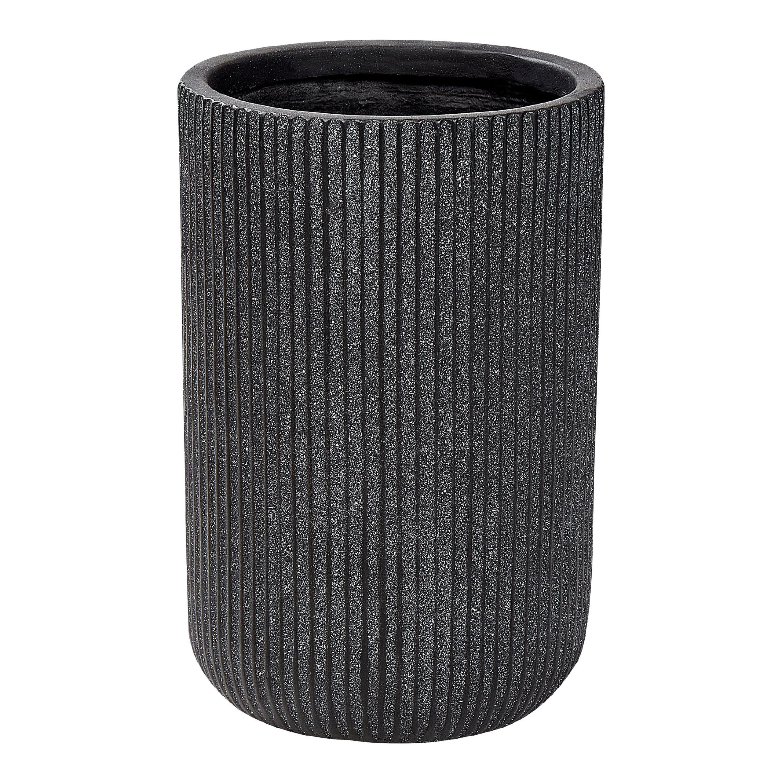 BLUMENTOPF schwarz rund 25/25/38 cm Eantio - Schwarz, Naturmaterialien (38cm) - Beliani