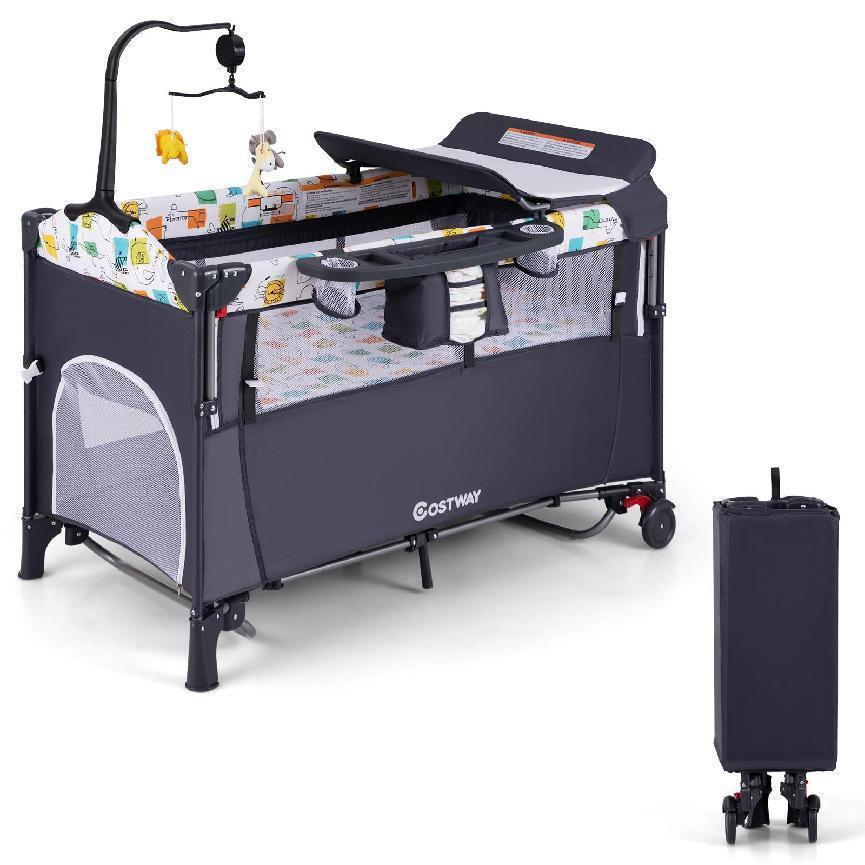 BEISTELLBETT Schwarz - Schwarz, Textil - COSTWAY