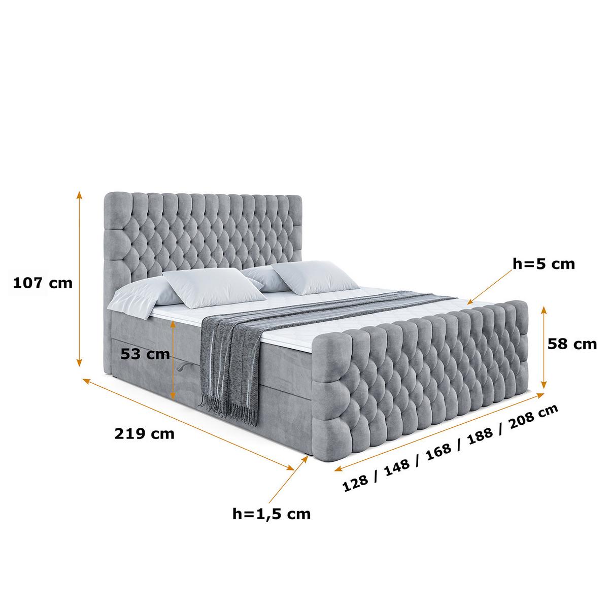 BOXBETT SERENE-Z - 200 x 200 - H3 - Grau - Grau, Holzwerkstoff (200/200cm) - ALTDECOR