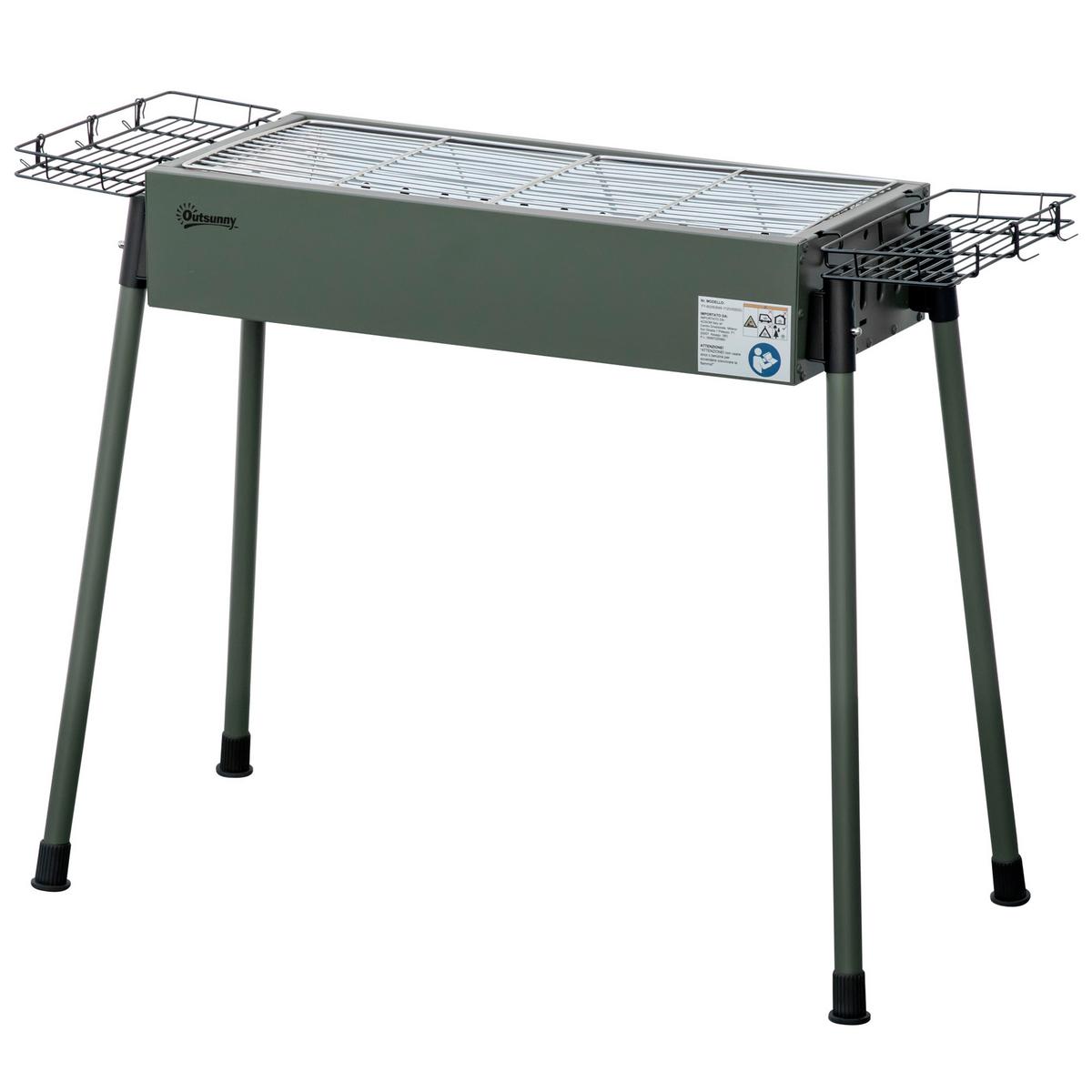HOLZKOHLEGRILL - Grün, Metall (39/70/94cm) - Outsunny