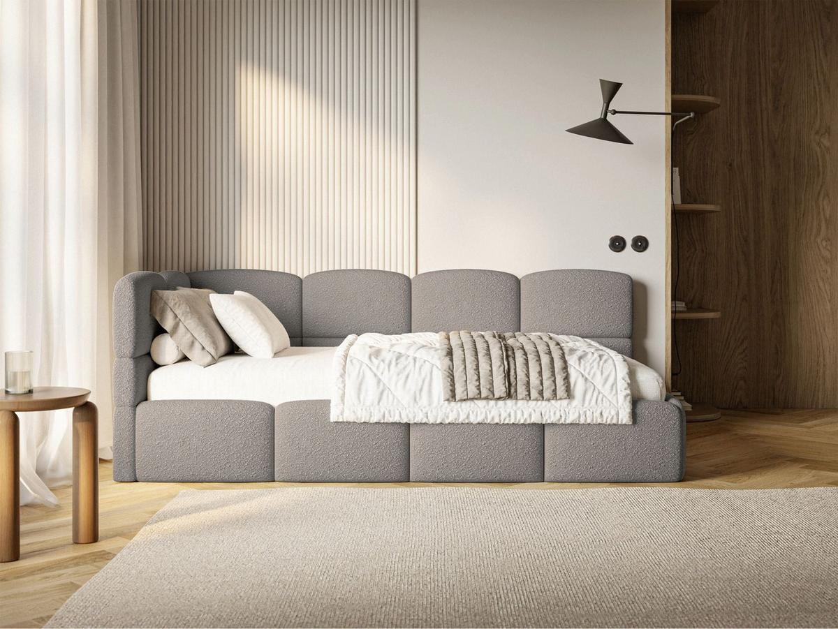 JUGENDBETT Cloudy links Bouclé Grau - Grau, Kunststoff/Textil (90/200cm) - Selsey