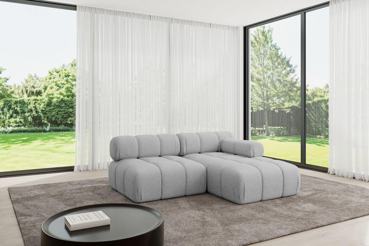ECKSOFA modulares Sofa Razon-L1 - 190x160x70 cm Hellgrau Bouclé - Hellgrau, Holzwerkstoff/Textil (190/160cm) - ALTDECOR