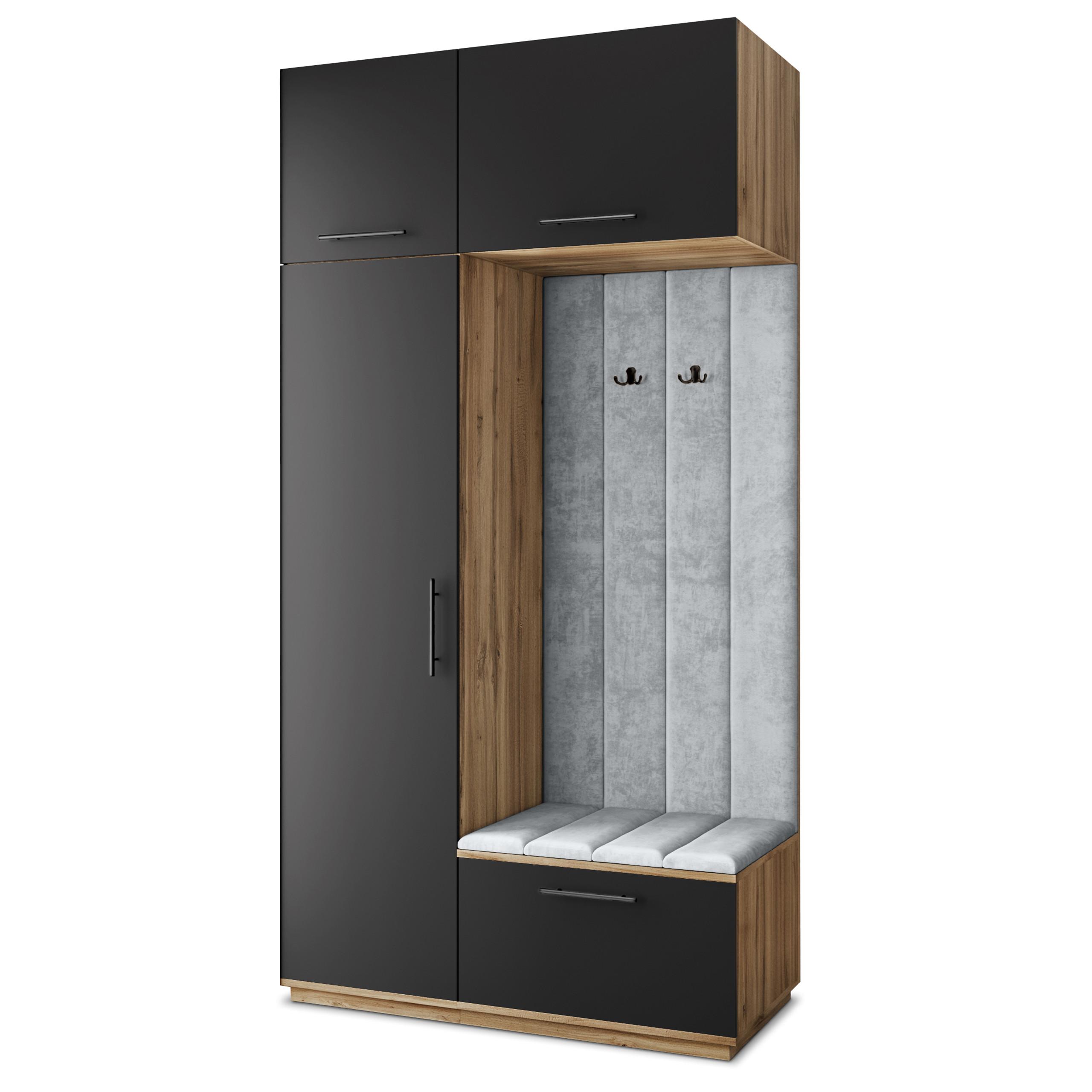 GARDEROBENSCHRANK REMA 120/240/60 cm Modern Eiche Wotan - Eiche Wotan/Hellgrau, Holzwerkstoff (120/240/60cm) - MASSENO