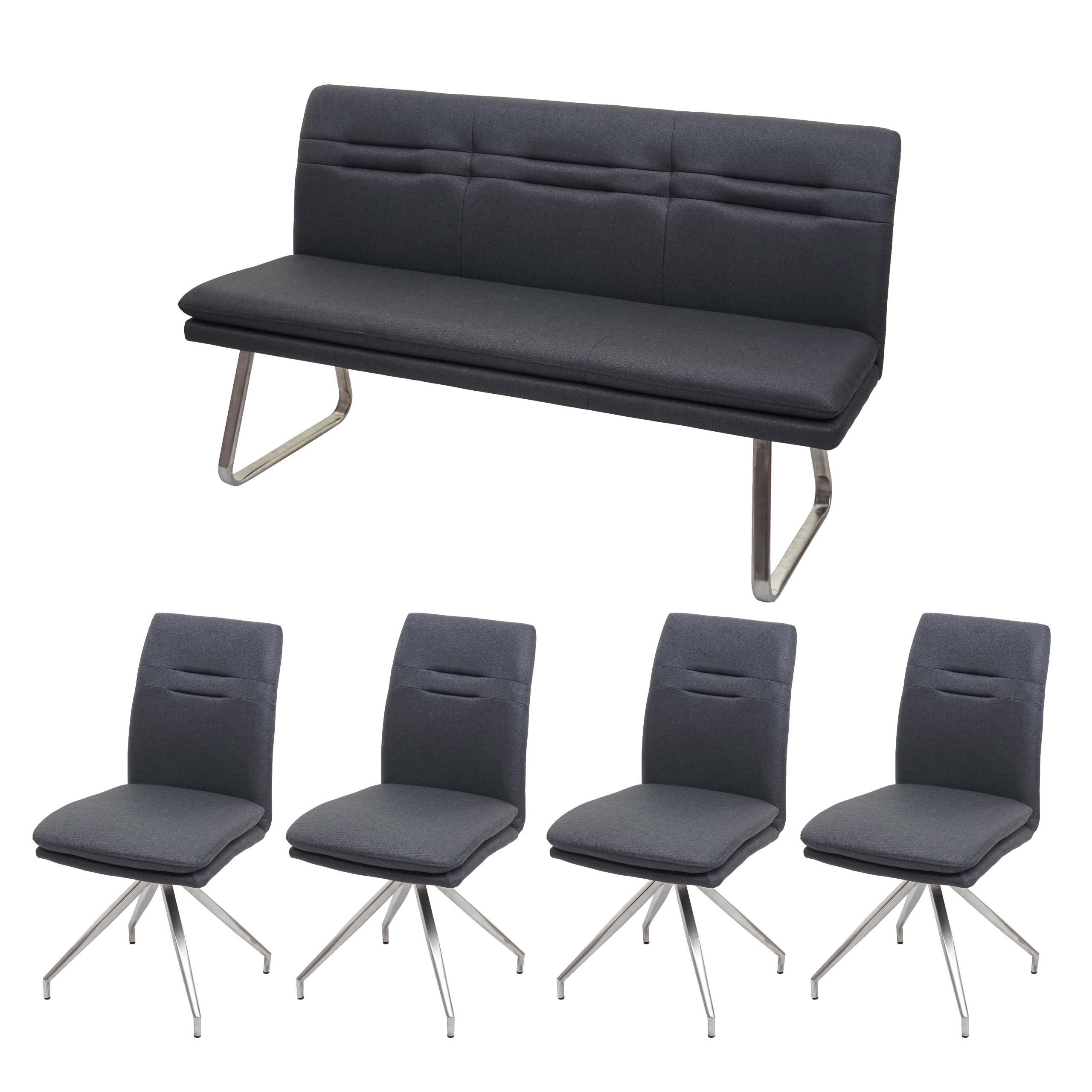 ESSZIMMER-SET Anthrazit 5er-Set - Anthrazit, Textil (160/90/60cm) - MCW