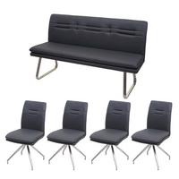 ESSZIMMER-SET Anthrazit 5er-Set - Anthrazit, Textil (160/90/60cm) - MCW