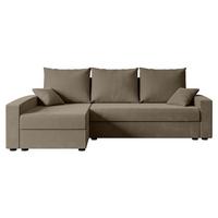 ECKSOFA mit Schlaffunktion und Bettkasten ALESIA-L 231x140x90 cm Braun Velours - Silberfarben/Braun, Holzwerkstoff/Kunststoff (231/140cm) - ALTDECOR