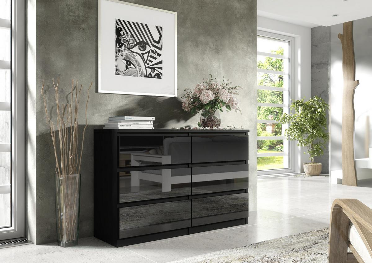KOMMODE Schwarz, Hochglanz 139/79/39 - Schwarz Hochglanz/Schwarz, Holzwerkstoff (139/79/39cm) - RAUMHIRSCH FURNITURE