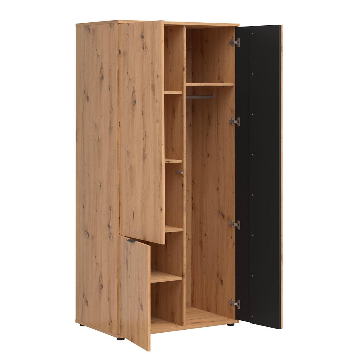 SCHRANK 3 Türen Ezra Holz - Braun, Holzwerkstoff (90/195/56cm) - Petits-meubles