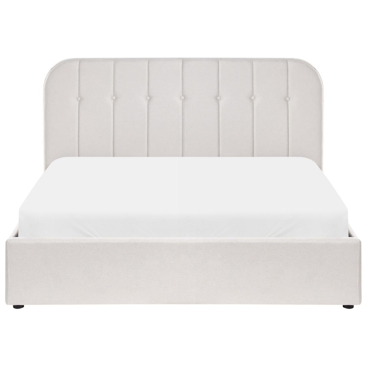 BETT mit Stauraum 160/200 cm Stoff Cremeweiß Challans - Creme, Textil (160/200cm) - Beliani