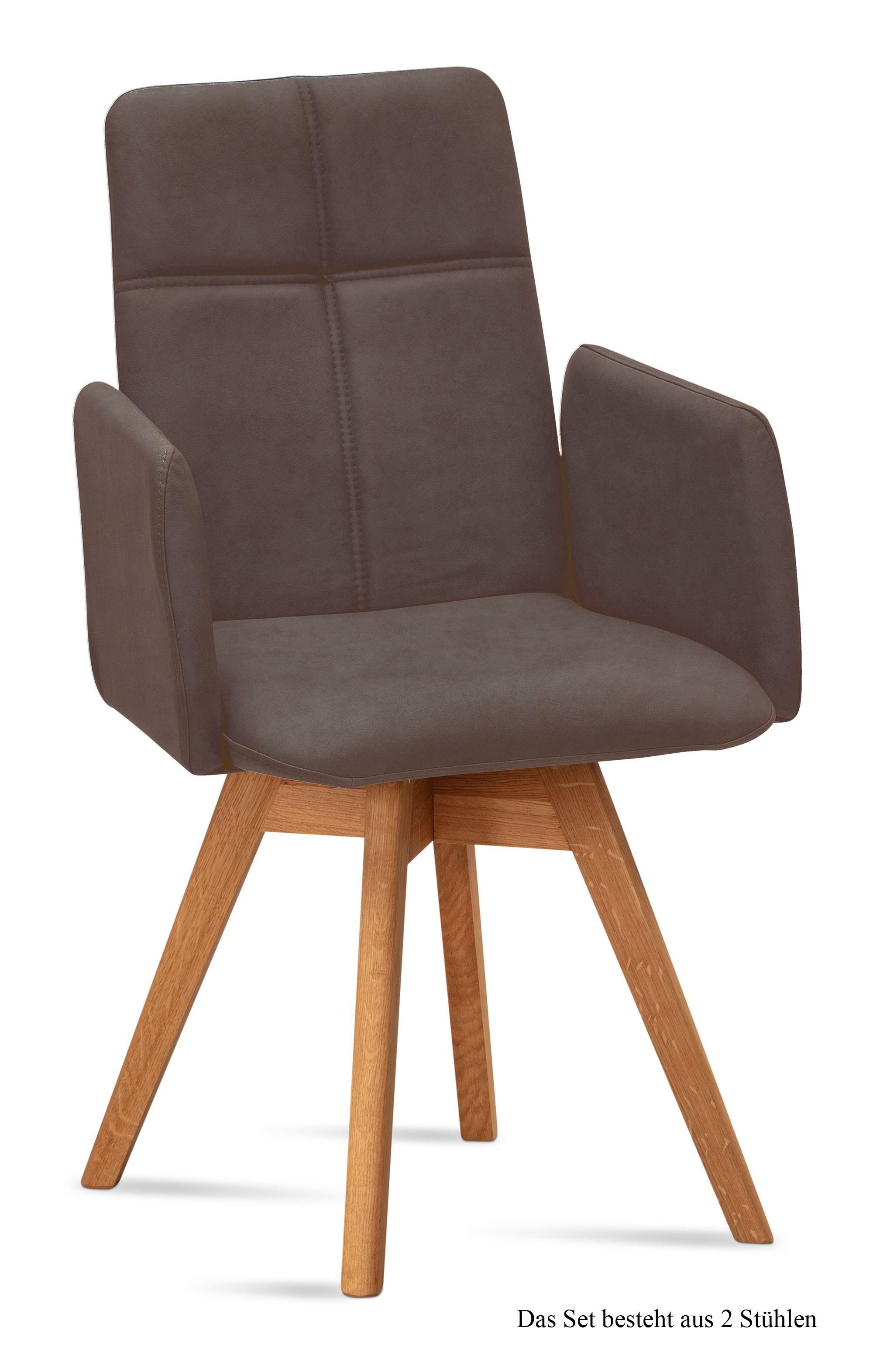 ARMLEHNSTUHL drehbar (2er-Set) Dorey 52x92x60 Eiche geölt/Braun - Eichefarben/Braun, Kunststoff (60/92/52cm) - 58aufmkessel