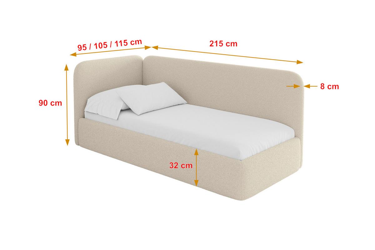 EINZELLBETT Jugendbett mit Bettkasten, Rechts - ELSY 80x200 Dunkelbeige - Taupe, Holzwerkstoff/Textil (80/200cm) - ALTDECOR