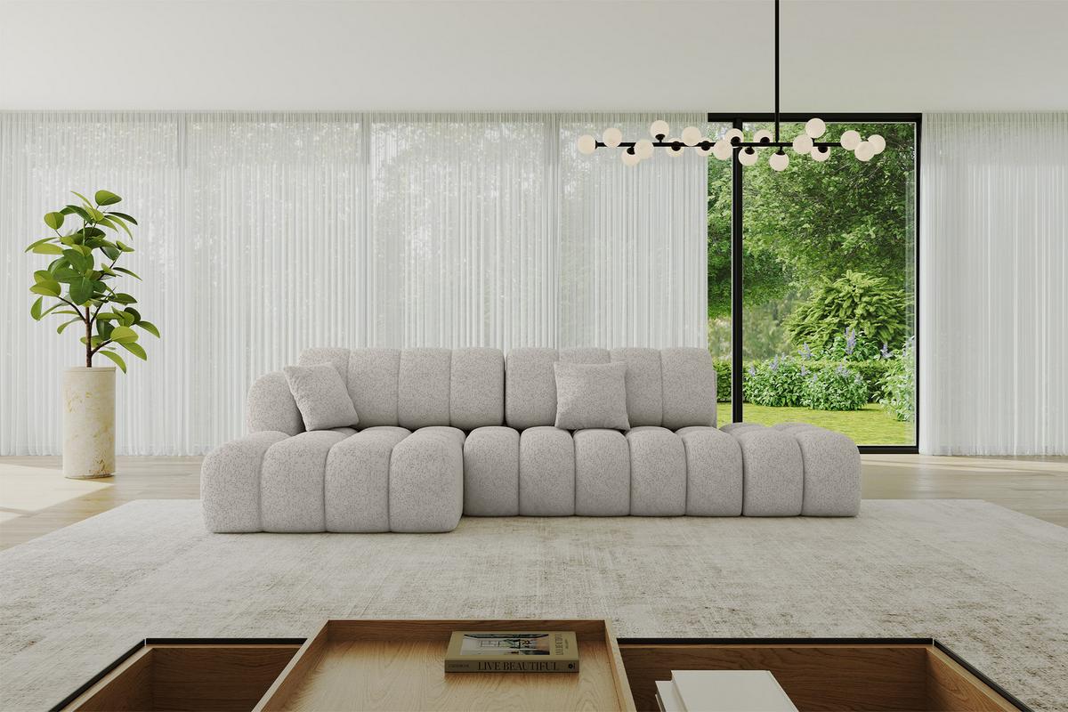 ECKSOFA mit Schlaffunktion Ottomane Links OLEA-L2 321x164x75 Hellgrau Tissu - Silberfarben/Schwarz, Holzwerkstoff/Kunststoff (321/164cm) - ALTDECOR