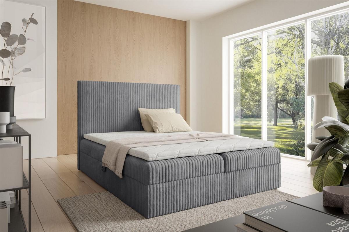 BOXBETT Arnau Premium - Grau, Holzwerkstoff/Textil (200/200cm) - Fun Möbel