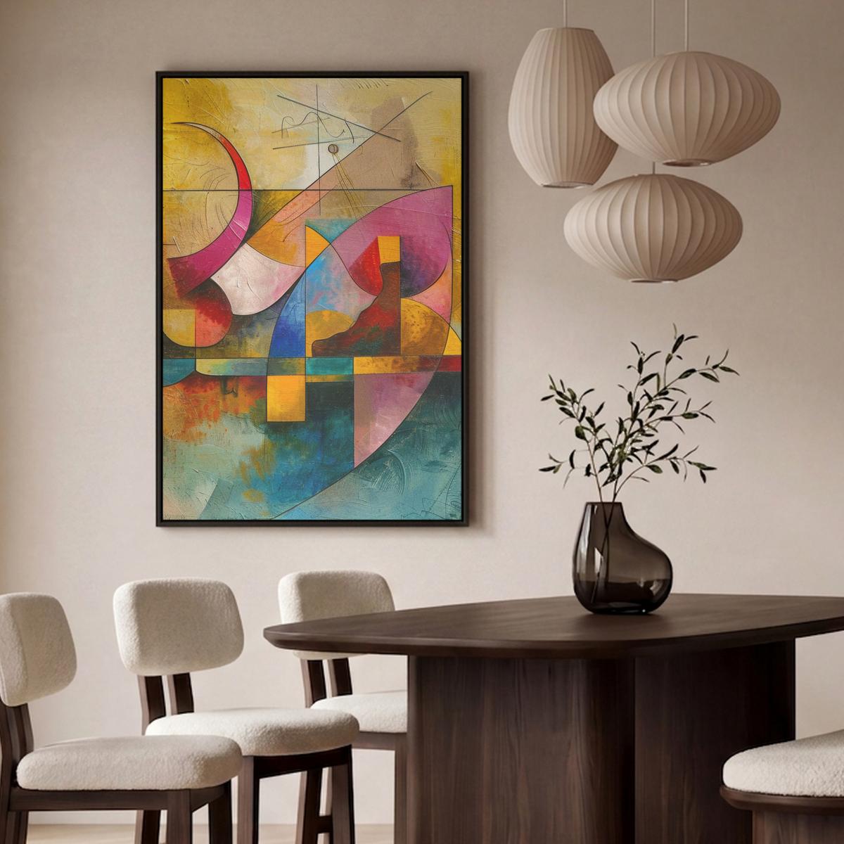 LEINWAND Bilder mit Rahmen - Kunst - Abstrakt - Modern - 100x150 - Gelb, Textil (100/150cm) - MuchoWow