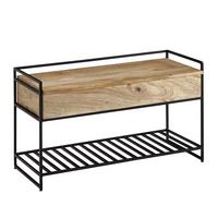 SITZBANK Massivholz Metall Stauraum Schuhablage, Mango 90x38x52 cm - Schwarz/Braun, Holz/Metall (90/52/38cm) - KADIMA DESIGN