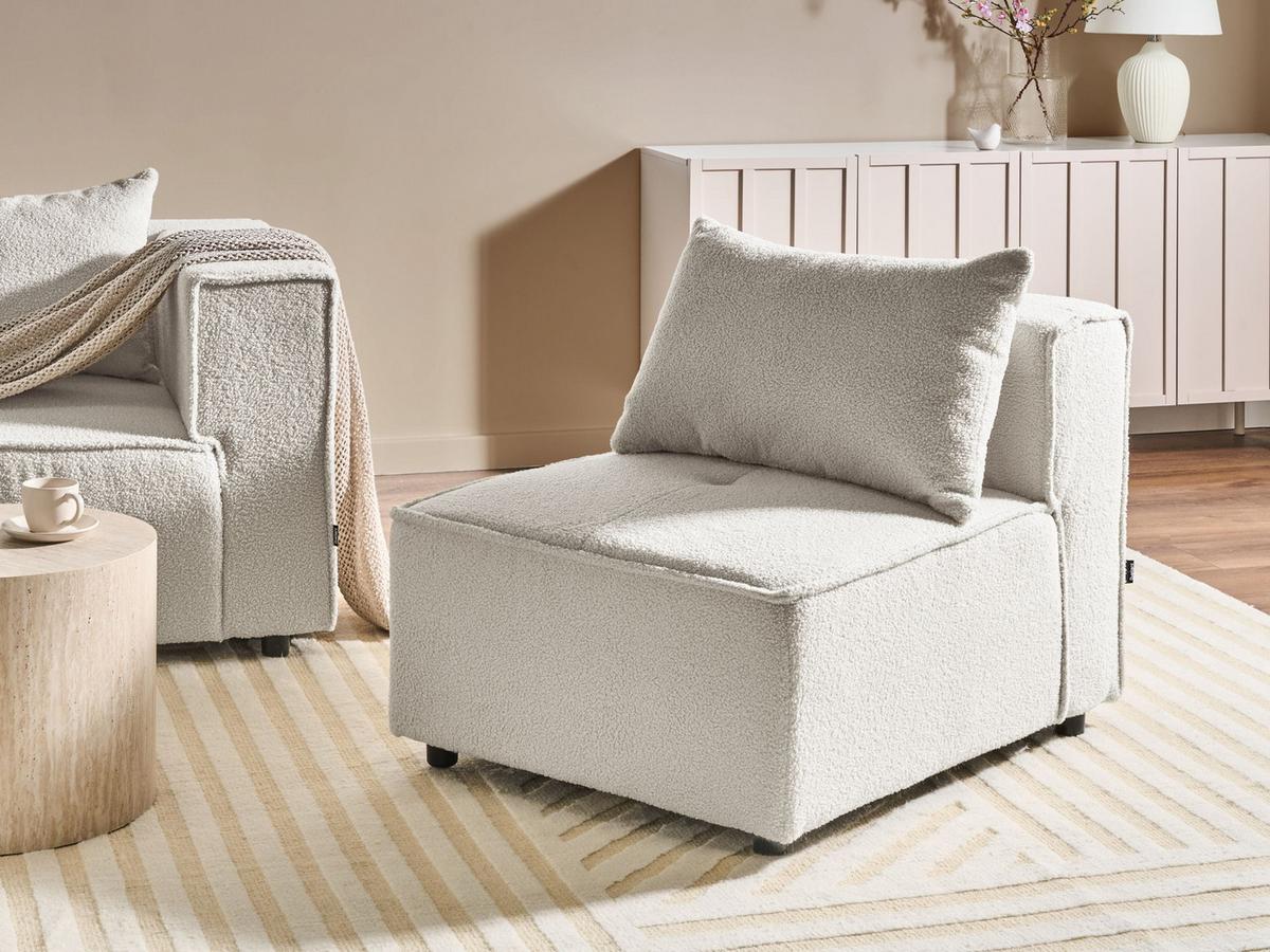 SESSELMODUL Bouclé Cremeweiß Axebo - Creme, Textil (70/93/94cm) - Beliani