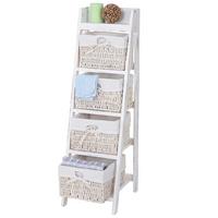 LEITERREGAL FRANCA SHABBY-LOOK 4 KÖRBE Reinweiß - Weiß, Holz (30/101/35cm) - MCW