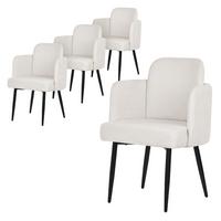 ESSZIMMERSTÜHLE 4er Set Beige mit Stoffbezug Rattan Optik - Beige/Schwarz, Textil/Metall (59/86/59cm) - ML-DESIGN