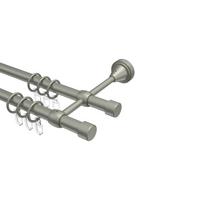 GARDINENSTANGE Primus Lucan 140 cm, 2-läufig, 16 mm Ø Chrom matt - Chromfarben/Nickelfarben, Metall (140cm) - INTERDECO