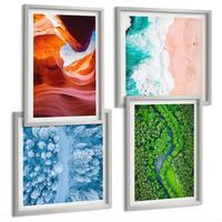 BILDER SET 4er Set - 50x50 cm & 40x60 cm Silberner Rahmen - Grün der Wasserschlucht im Winter - Silberfarben, Kunststoff (50/50cm) - TULUP