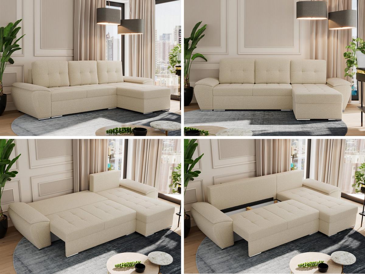 ECKSOFA UMBRIA L Beige Boucle - Beige/Grau, Textil (271/157cm) - MKS