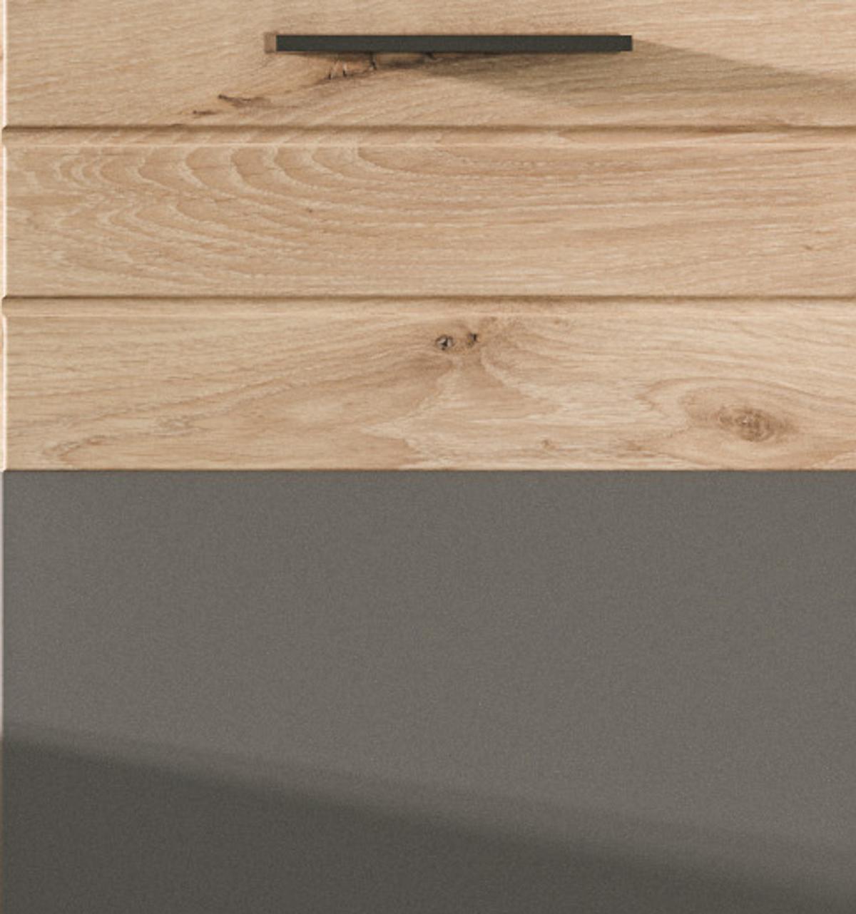 HOCHSCHRANK Hängeschrank Eiche grau 37x152 cm, mit Soft-Close - Eichefarben/Schwarz, Holzwerkstoff/Kunststoff (37/152/24cm) - Inn.Furn