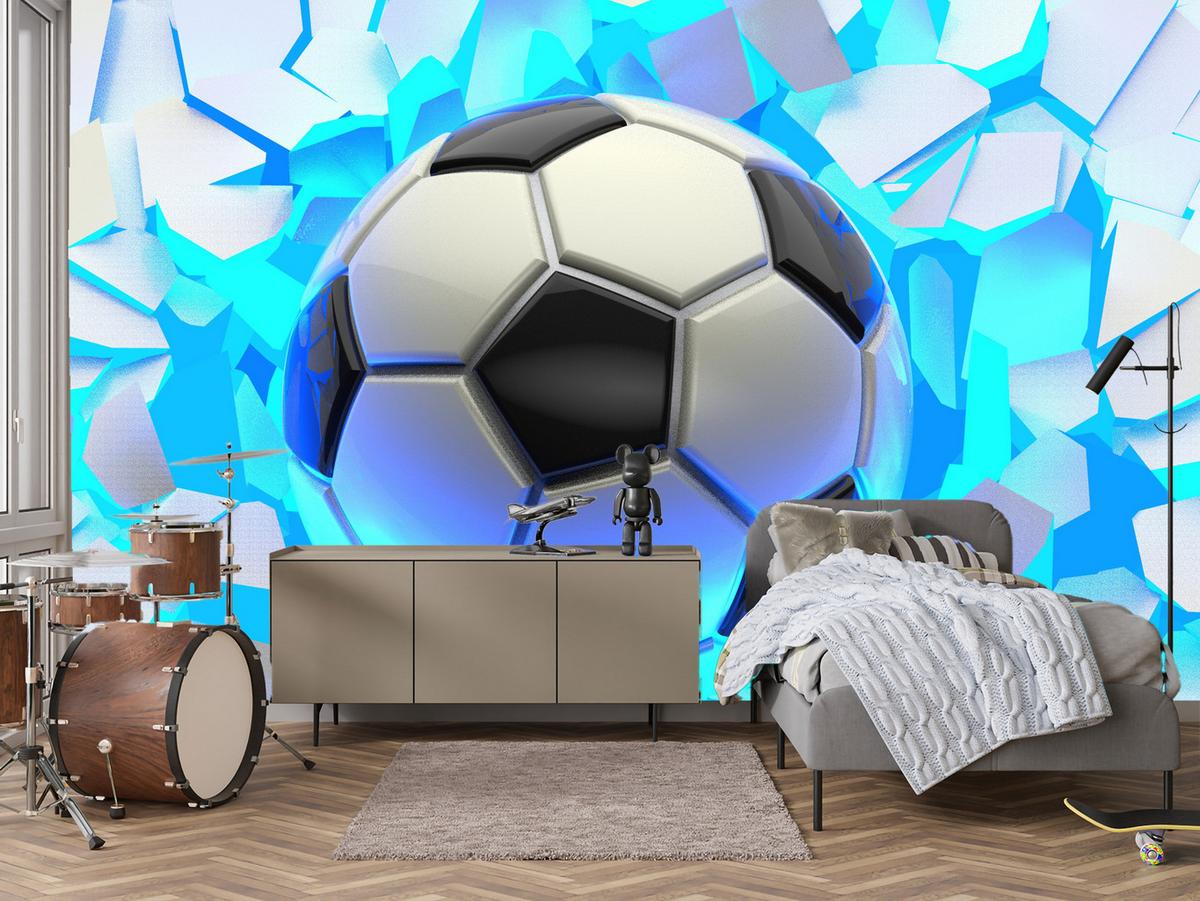 FOTOTAPETE Fußball Abstraktion 3D Effekt 300x210 - Schwarz/Weiß, Papier (300/210cm) - Muralo