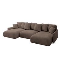 WOHNLANDSCHAFT mit Schlaffunktion und Bettkasten ONESK-U-v1 317x177x72 Braun Velours - Braun, Holzwerkstoff/Kunststoff (317/72/177cm) - ALTDECOR