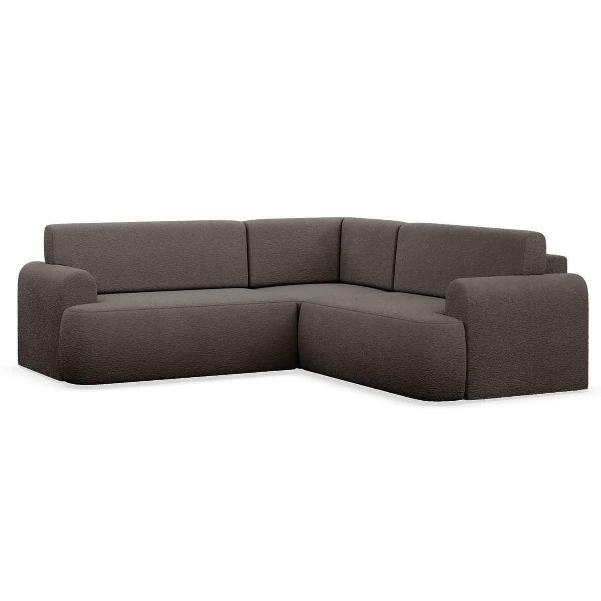 ECKSCHLAFSOFA Kaveo BRAUNER PLÜSCH universell mit Eckelement MIT BETTKASTEN - Schwarz/Braun, Kunststoff/Textil (245/245cm) - Selsey